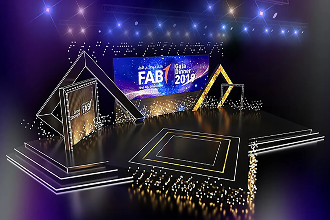 Thiết kế 3D tiệc tất niên chủ đề tương lai